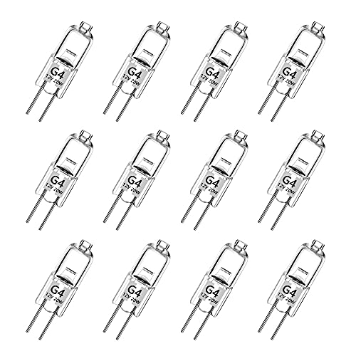 Haraqi 12 Stück G4 Halogen Light Bulbs 20 Watt G4 Halogen-Stiftsockellampe Kapselglühlampen,12V G4 Halogenlampen, 300lm 2800K Warm White Dimmbar [Energy G] von Haraqi