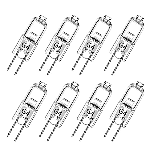 Haraqi G4 halogenlampen，8 Stück 20 Watt G4 Halogen-Stiftsockellampe Kapselglühlampen Halogenlampen, 300lm 2800K Warmweiß Dimmbar [Energieklasse G] von Haraqi