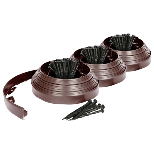 3X Flexible Rasen- und Wegkanten aus Kunststoff mit 40 Heringe - 30m x 4cm - Braun - Garten Gras Blume Pflanze Bett Stein Grenze Rand Rollen - Von Harbour Housewares 3X Flexible Rasen- und Wegkanten aus Kunststoff mit 40 Heringe - 30m x 4cm - Braun - Garten Gras Blume Pflanze Bett Stein Grenze Rand Rollen - Von Harbour Housewares von Harbour Housewares