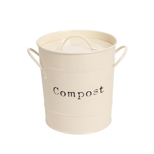 Harbour Housewares 1x cremefarbener Kompostbehälter für die Küche im Innenbereich - Aufbewahrungsbehälter für Lebensmittelabfälle im Vintage-Stil aus Stahl - herausnehmbarer Müllbeutel innen Harbour Housewares 1x cremefarbener Kompostbehälter für die Küche im Innenbereich - Aufbewahrungsbehälter für Lebensmittelabfälle im Vintage-Stil aus Stahl - herausnehmbarer Müllbeutel innen von Harbour Housewares