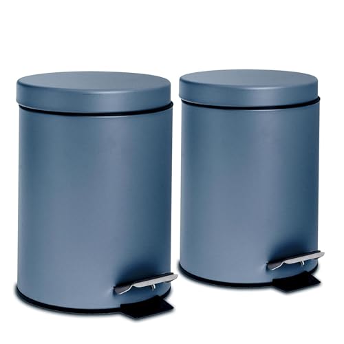 Harbour Housewares Runde Badezimmerpedalbehälter - 3L - Matt Blue - Pack Von 2 von Harbour Housewares