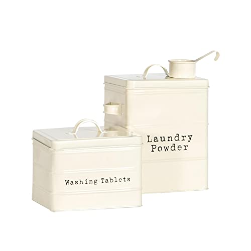 Harbour Housewares 2 Stück Vintage Metall Utility Canisters Set - Creme von Harbour Housewares