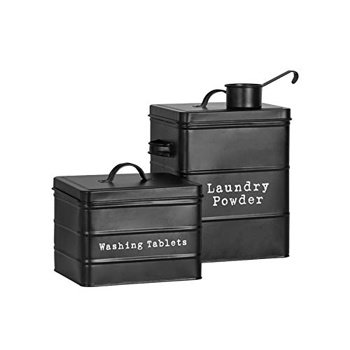 Harbour Housewares 2 Stück Vintage Metall Utility Canisters Set - Schwarz von Harbour Housewares