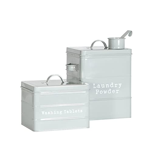 Harbour Housewares 2 x Weinlese-Metall Waschpulver und Tablets Lagerung Tins - Utility Storage Kanistern - cm - Grau von Harbour Housewares