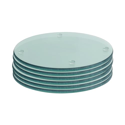 6x Klar 10cm Runde Glasuntersetzer - Heim Küche Esstisch Dekor Zubehör Kaffeetasse Trinken Becher Matte Tischsets - Von Harbour Housewares von Harbour Housewares