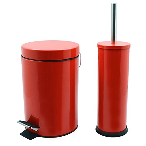 Harbour Housewares Runde Toilettenbürste & Bin Set - Rot von Harbour Housewares