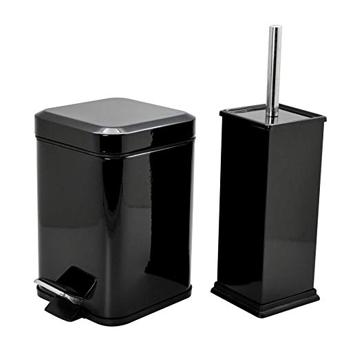 Harbour Housewares Quadrattoilettenbürste & Bin Set - Schwarz von Harbour Housewares