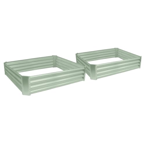 Harbour Housewares 2X Grün 120cm x 120cm Quadratisch Galvanisierter Stahl Hochbeet für den Garten - Groß Draussen Gemüse Blume Wachsen Pflanzer Trog Kasten von Harbour Housewares