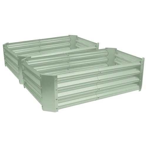 2x Grün 120cm x 60cm Rechteck Galvanisierter Stahl Hochbeet für den Garten - Groß Draussen Gemüse Blume Wachsen Pflanzer Trog Kasten - Von Harbour Housewares von Harbour Housewares