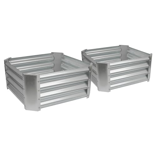 Harbour Housewares 2X Silber 60cm x 60cm Quadratisch Galvanisierter Stahl Hochbeet für den Garten - Groß Draussen Gemüse Blume Wachsen Pflanzer Trog Kasten von Harbour Housewares