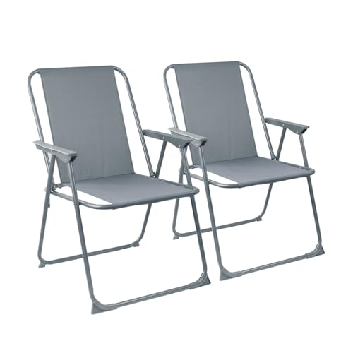Harbour Housewares Klappe Metall Beach Stühle - Grau - Pack Von 2 von Harbour Housewares