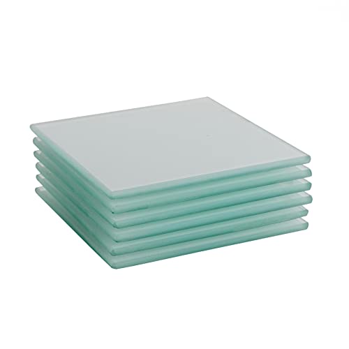 Harbour Housewares Quadratglas Untersetzer - 10cm - Weiß - 6. Packung von Harbour Housewares