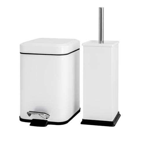 Harbour Housewares Quadrattoilettenbürste & Bin Set - Weiß von Harbour Housewares