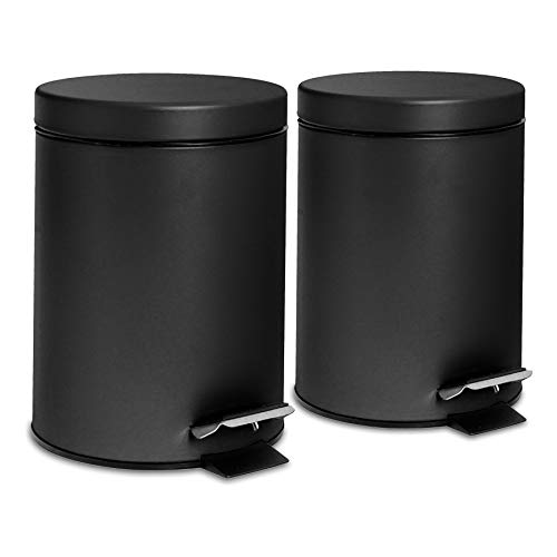 Harbour Housewares Runde Badezimmerpedalbehälter - 3L - Matt Black - Pack Von 2 von Harbour Housewares