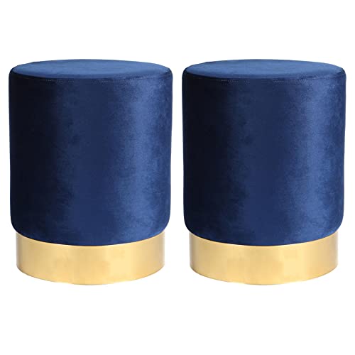 Harbour Housewares Runde Samtpouffes - 29 X 36cm - Blau von Harbour Housewares