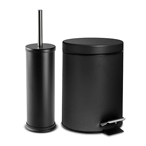 Harbour Housewares Runde Toilettenbürste & Bin Set - Matt Black von Harbour Housewares