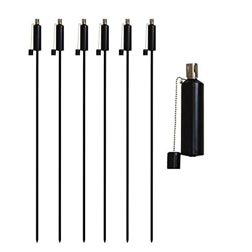 Harbour Housewares Torcia da Giardino Con Design Rotondo - Lanterna a Cherosene - Nero - 146 cm - 6 Pezzi von Harbour Housewares
