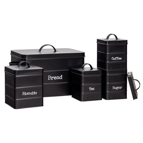 Harbour Housewares Vintage Metal Kitchen Canisters Set - Schwarz - 5pc von Harbour Housewares