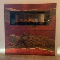 Kamin Eingefasst Aus Epoxidharz Und Holz | Kaminmantel von HardenWoodCo