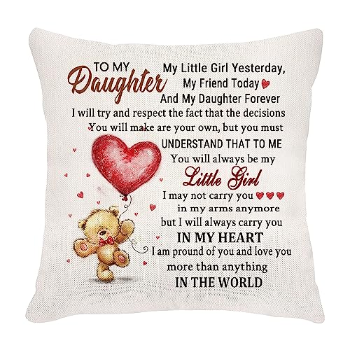 Hardeson Kissenbezug mit Aufschrift "To My Daughter Gifts from Mum Dad | My Little Girl Yesterday My Friends Today My Daughter Forever" | Kissenbezug Geburtstag Abschluss Geschenk für Tochter von Hardeson