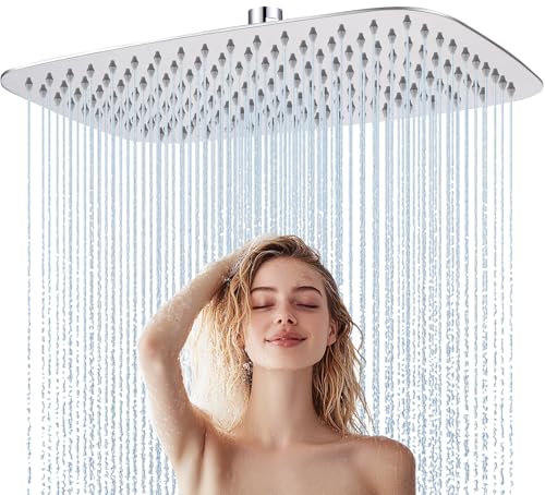 HardiValue Duschkopf Regendusche, Edelstahl Regendusche Duschkopf, Anti-Kalk-Düsen (Chrom, 40 x 25 cm) von HardiValue