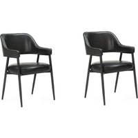 2er Set Esstischstühle in matter Lederoptik, ca. 53,5 x 55 x 85 cm - Schwarz von Hardin 1fachgut