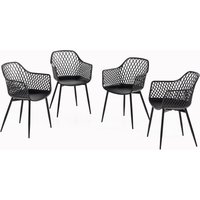 4er Set Stühle mit Gittermuster und Metallbeinen - Schwarz 4er Set Stühle mit Gittermuster und Metallbeinen - Schwarz von Hardin 1fachgut