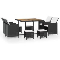 19tlg. Dining-Set mit Holztischplatte inkl. Polsterauflagen aus Poly-Rattan - Schwarz/Creme 19tlg. Dining-Set mit Holztischplatte inkl. Polsterauflagen aus Poly-Rattan - Schwarz/Creme von Hardin 1fachgut