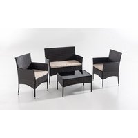 Gartenset Balkonset HELSINKI 4tlg. inkl. Polsterauflagen - Schwarz von Hardin 1fachgut