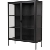 Metall-Vitrinenschrank mit klaren Glastüren, ca. 110 x 80 x 40 cm - Schwarz von Hardin 1fachgut