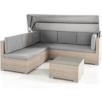 Modulares, 14-teiliges Gartenlounge Set Loungegarnitur mit Überdachung - Grau von Hardin 1fachgut