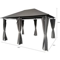 Pavillon mit Netzseiten und stabilem Metallrahmen, ca. 300 x 400 x 275 cm – Grau von Hardin 1fachgut