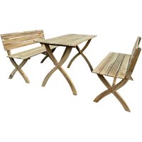 Picknick-Set mit Tisch und 2 Bänken, ca. 110 x 57 x 75 cm (Tisch) – Naturbelassen von Hardin 1fachgut