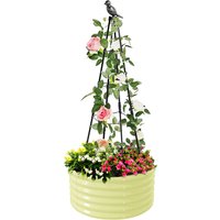 Design-Pflanzkübel mit Rankpyramide & Dekovogel, ca. ¿ 60 x 30 cm - Weiß von Hardin 1fachgut