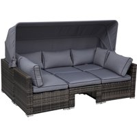 Rattan Lounge-Set Nola inkl. Kissen und Beistelltisch, ca. 209 x 72 x 72 cm - Anthrazit von Hardin 1fachgut