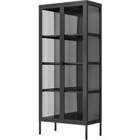 Vitrinenschrank aus Metall mit klaren Glastüren, ca. 180 x 80 x 35 cm - Schwarz von Hardin 1fachgut