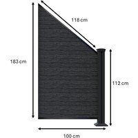 WPC-Sichtschutzzaun CORTADO V2 - 1x Schrägelement Rechts - Schwarz WPC-Sichtschutzzaun CORTADO V2 - 1x Schrägelement Rechts - Schwarz von Hardin 1fachgut