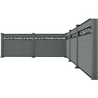 WPC-Sichtschutzzaun Valla - mit Design 5x Element + 6x Pfosten - Dunkelgrau von Hardin 1fachgut