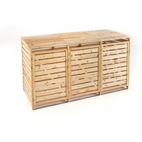 3er Mülltonnenbox lackiert aus Holz, wasserfest, ca. 219 x 92 x 122 cm - Hellbraun 3er Mülltonnenbox lackiert aus Holz, wasserfest, ca. 219 x 92 x 122 cm - Hellbraun von Hardin 1fachgut