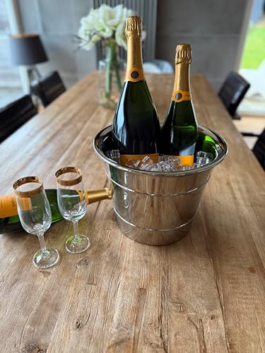 Champagnerkühler für Magnumflasche - Doppelwandig - Edelstahl poliert - 29cm von Hardington