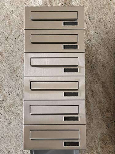 Briefkastensysteme 4er 5er 6er Briefkastenanlage 4x 5x 6x Einbaubriefkästen 100% Edelstahl Mauerdurchwurf 4- Fach 5-Fach 6-Fach Postkasten modern DIN A4 wetterfest (6-Fach) von HardwareStore