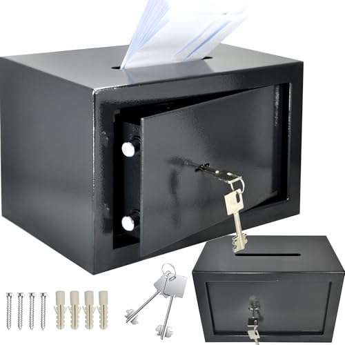 Safe Tresor Möbeltresor mit Einwurfschlitz Doppelbartschlüssel Anthrazitgrau RAL 7016 Doppelbolzen Verriegelung EINWURFSCHLITZ (Safe 310x200x200) von HardwareStore