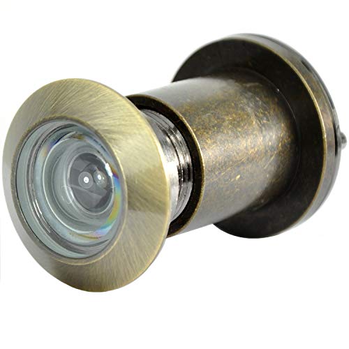 Türspion Messing mit Sichtschutz Bohrloch ∅27mm Spion für Türblätter Weitwinkel-Türspion 200° für 40-70mm Haustür Hochwertige Echtglaslinse (Bronze Antik) von Hardware Store