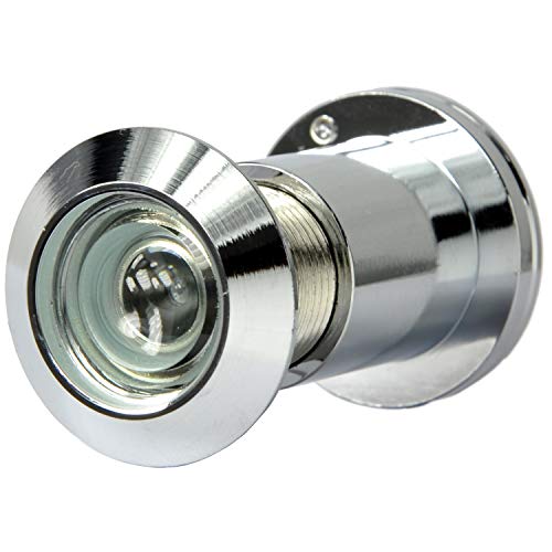 Türspion Messing mit Sichtschutz Bohrloch ∅27mm Spion für Türblätter Weitwinkel-Türspion 200° für 40-70mm Haustür Hochwertige Echtglaslinse (Chrom) von Hardware Store