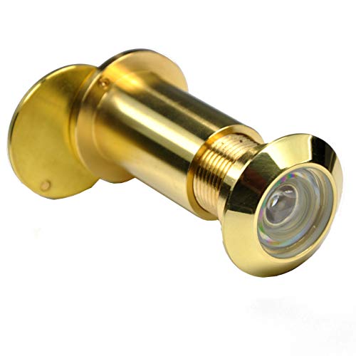 Türspion Messing mit Sichtschutz Bohrloch ∅27mm Spion für Türblätter Weitwinkel-Türspion 200° für 40-70mm Haustür Hochwertige Echtglaslinse (Messing Poliert) von Hardware Store