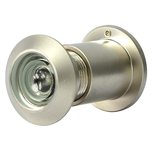 Türspion Messing mit Sichtschutz Bohrloch ∅27mm Spion für Türblätter Weitwinkel-Türspion 200° für 40-70mm Haustür Hochwertige Echtglaslinse (Nickel Satin) von Hardware Store