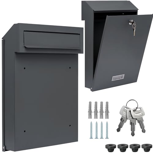 Zaunbriefkasten Torbriefkasten Durchwurf Mauerdurchwurf Briefkasten C4 Entnahme Hinten Doppelstabmattenzaun (Anthrazitgrau Matt RAL 7016) von HardwareStore