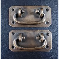 2 X Antike Stil Aus Massivem Messing Stamm Pull Griff Falltür Werkzeugkiste # P12 von HardwareEtcAntiques