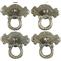 4 Verzierte Drop Ring Schublade Zieht Griffe Schrank Hardware in Massivem Messing 2 1/4 "Breit # H16 von HardwareEtcAntiques