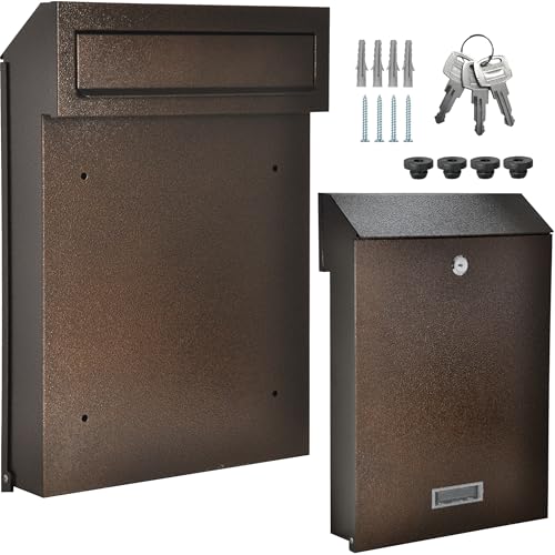Zaunbriefkasten Torbriefkasten Durchwurf Mauerdurchwurf Briefkasten Braun Bronze Antik C4 Entnahme Hinten Doppelstabmattenzaun von HardwareStore